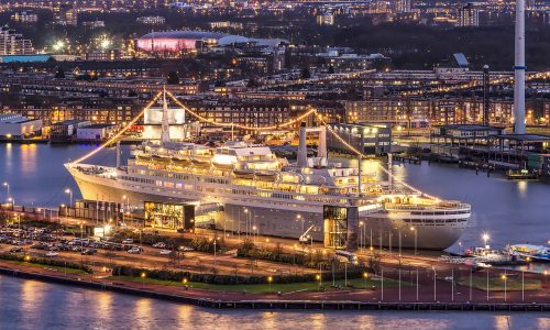 Rotterdam,,The,Netherlands,,February,2,,2018:,Brightly,Illuminated,Former,Cruiseship